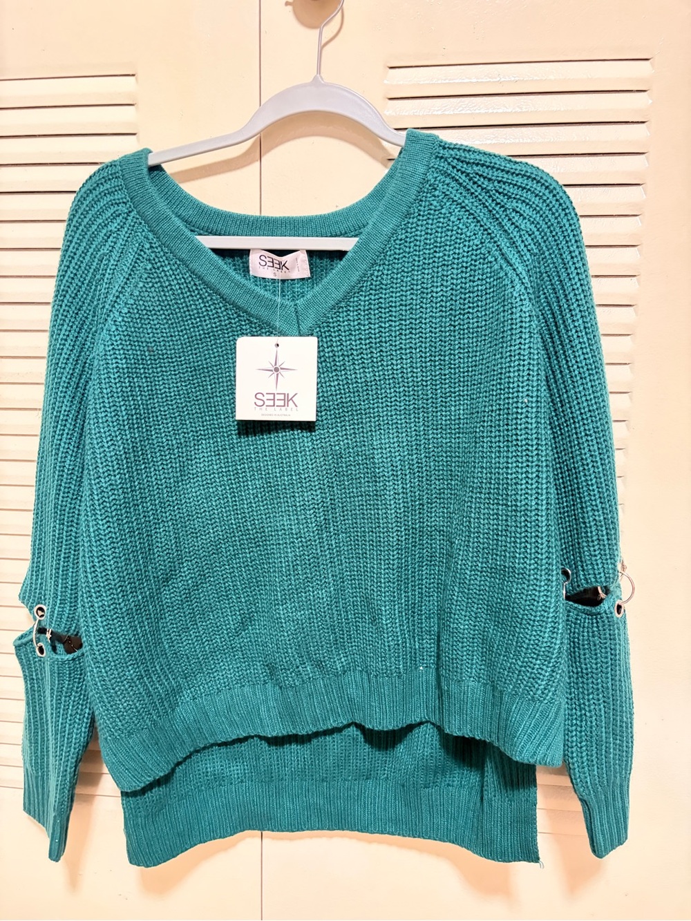 Seek the Label Green Knit Sweater with Ring Detail